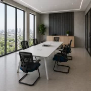 Set Masa de Conferinta 2200*1100*750 si Scaun de birou cu brate fixe si cadru din otel