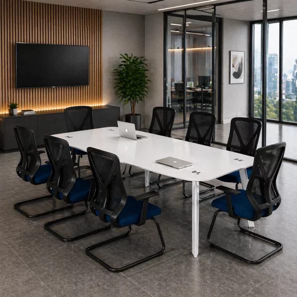 Set Masa de Conferinta  2400*1200*750 si Scaun de birou cu brate fixe si cadru din otel