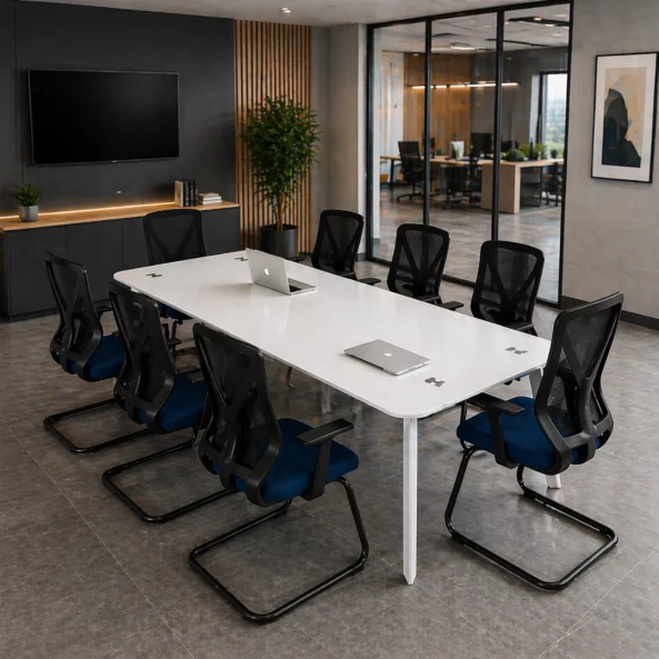 Set Masa de Conferinta  2400*1200*750 si Scaun de birou cu brate fixe si cadru din otel
