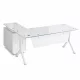 Birou Evolution cu blat din sticla si dulap lateral fix - dimensiuni 1800*800*750 mm