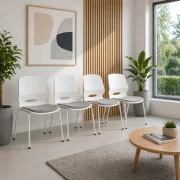 Silla de oficina ergonómica Seren, fija con patas metálicas, color: blanco, dimensiones: 400*440*835 mm