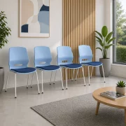 Silla de oficina ergonómica Seren, fija con patas metálicas, color: azul, dimensiones: 400*440*835 mm