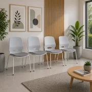 Silla de oficina ergonómica Seren, fija con patas metálicas, color: gris, dimensiones:400*440*835 mm