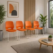 Silla de oficina ergonómica Seren, fija con patas metálicas, color: naranja, dimensiones: 400*440*835 mm