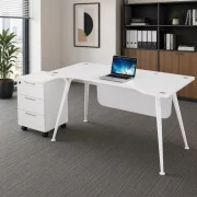 Birou Glassy cu blat din sticla si dulap lateral mobil - dimensiuni 1400*700*750 mm