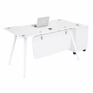 Birou Glassy cu blat din sticla si dulap lateral mobil - dimensiuni 1400*700*750 mm