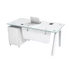Birou Prime cu blat de sticla si dulap lateral fix - dimensiuni 1200*600*750 mm