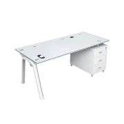 Birou Prime cu blat de sticla si dulap lateral fix - dimensiuni 1200*600*750 mm
