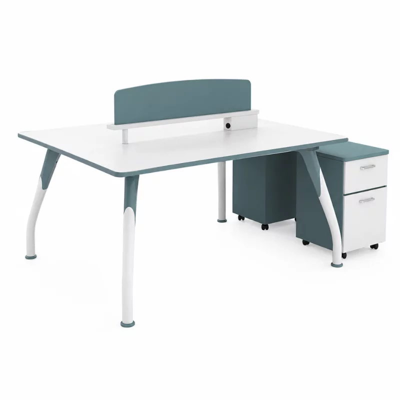 Birou operational SoftLine, cu sertare mobile, 2 posturi - dimensiuni W1400*D1200*H750 mm