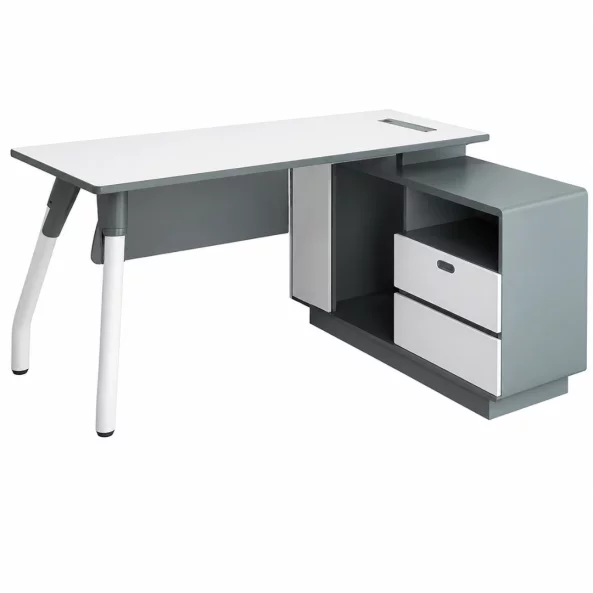 Sienna Line íróasztal melamin munkalappal és fix oldalsó szekrénnyel – méretek: 1200×1200×450 mm