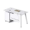 Birou Venus cu blat de sticla si dulap lateral fix - dimensiuni 1200*600*750 mm, White