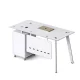 Birou Venus cu blat de sticla si dulap lateral fix - dimensiuni 1200*600*750 mm, White