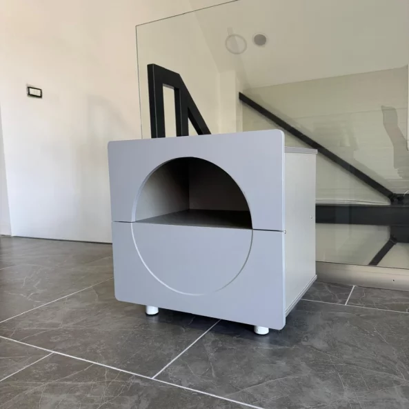 Noptiera Moderna Minimalista cu spatiu de depozitare - gri