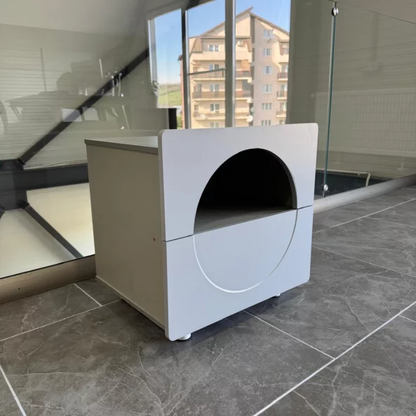 Noptiera Moderna Minimalista cu spatiu de depozitare - gri