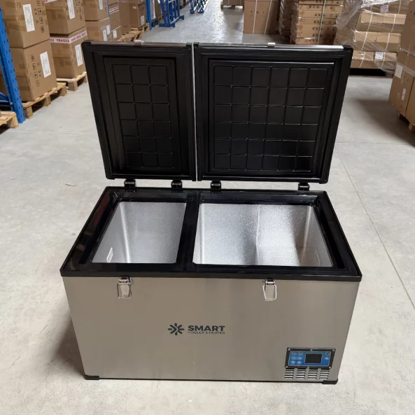 Frigider auto cu compresor smart cooler, capacitate 100L, cu bluetooth si zonă dublă de răcire, taxa verde inclusă