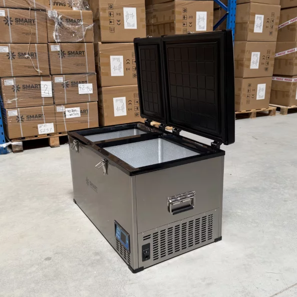Frigider auto cu compresor smart cooler, capacitate 100L, cu bluetooth si zonă dublă de răcire, taxa verde inclusă