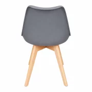 Стол Sydney от еко кожа в сив цвят, дървени крака – размери 48x50x82 см
