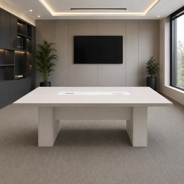 Masa de conferinta Imperium, PAL Melaminat E1 - dimensiuni 2000 x 1000 x 750 mm, White