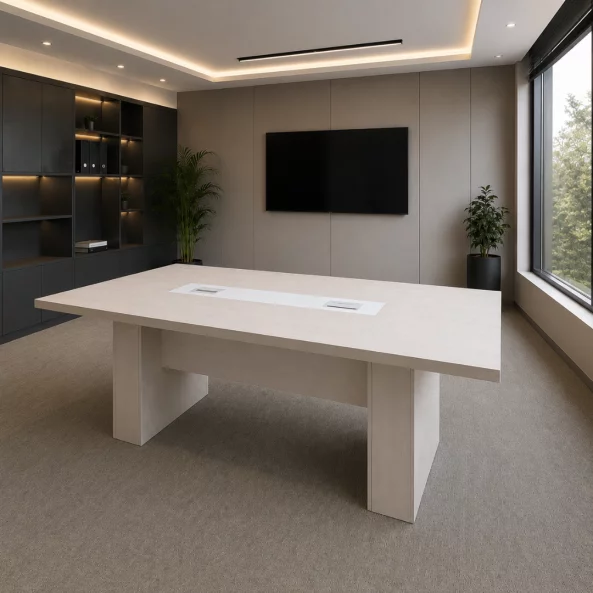 Masa de conferinta Imperium, PAL Melaminat E1 - dimensiuni 2000 x 1000 x 750 mm, White