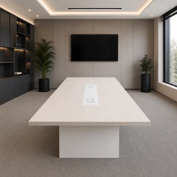 Masa de conferinta Imperium, PAL Melaminat E1 - dimensiuni 2000 x 1000 x 750 mm, White