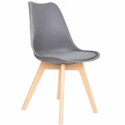 Стол Sydney от еко кожа в сив цвят, дървени крака – размери 48x50x82 см