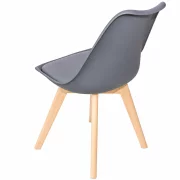 Стол Sydney от еко кожа в сив цвят, дървени крака – размери 48x50x82 см