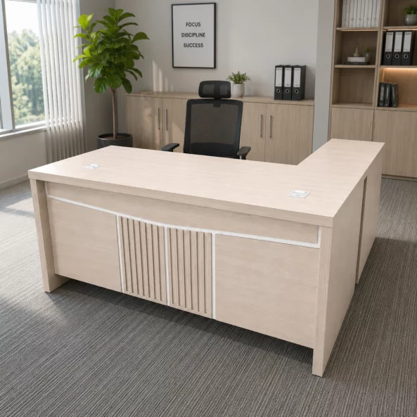 Escritorio directivo Valente con armario lateral móvil - dimensiones: 2000 × 1000 × 750 mm