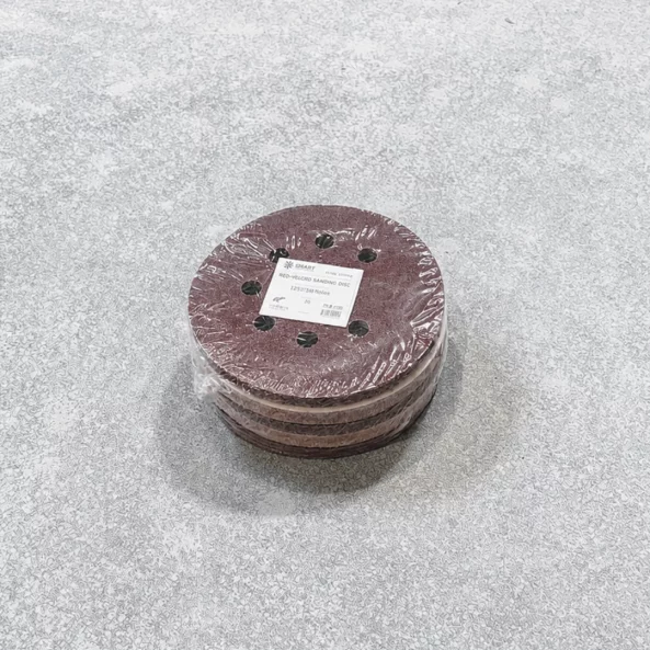 SET 50 BUC - Disc abraziv Velcro 125 mm, 8 găuri, granulație G100, pentru șlefuire lemn și metal
