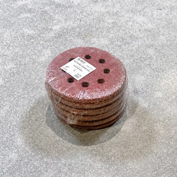 SET 50 BUC - Disc abraziv Velcro 125 mm, 8 găuri, granulație G40, pentru șlefuire lemn și metal