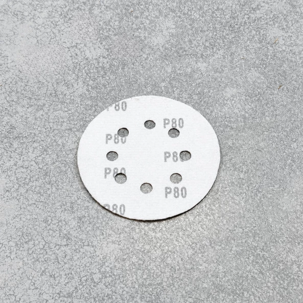 SET 50 BUC - Disc abraziv Velcro 125 mm, 8 găuri, granulație G80, pentru șlefuire lemn și metal