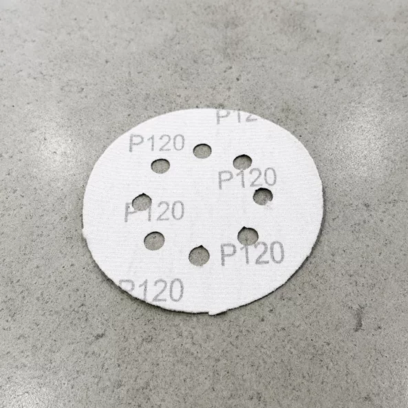 SET 50 BUC - Disc abraziv Velcro 125 mm, 8 găuri, granulație G120, pentru șlefuire lemn și metal