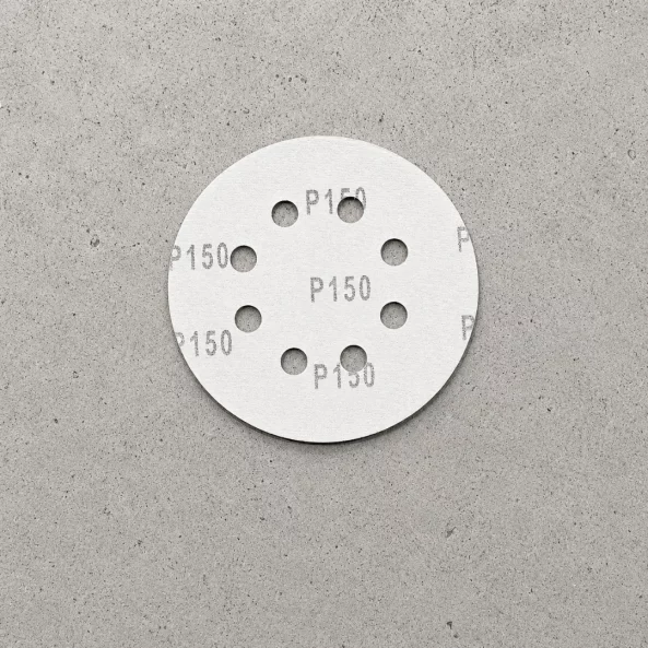 SET 50 BUC - Disc abraziv Velcro 125 mm, 8 găuri, granulație G150, pentru șlefuire lemn și metal