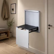 Scaun pliabil de perete pentru încălțăminte – aliaj de aluminiu și oțel-gri