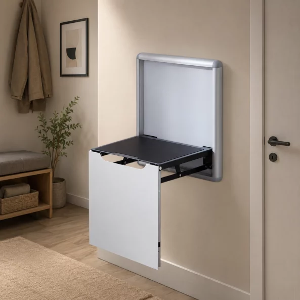 Scaun pliabil de perete pentru încălțăminte – aliaj de aluminiu și oțel-gri