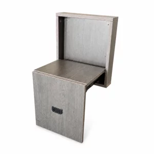 Scaun pliabil de perete din lemn pentru încălțăminte – MDF &amp; oțel, design modern-maro