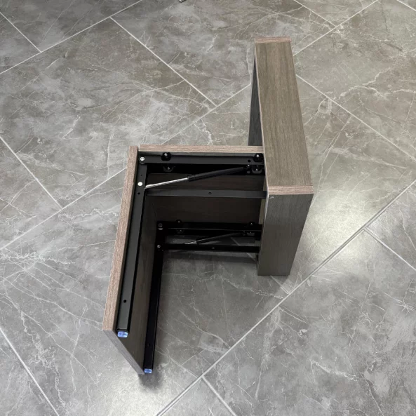 Scaun pliabil de perete din lemn pentru încălțăminte – MDF &amp; oțel, design modern, maro - PRODUS RESIGILAT