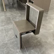 Scaun pliabil de perete din lemn pentru încălțăminte – MDF &amp; oțel, design modern, maro - PRODUS RESIGILAT