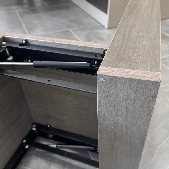 Scaun pliabil de perete din lemn pentru încălțăminte – MDF &amp; oțel, design modern, maro - PRODUS RESIGILAT