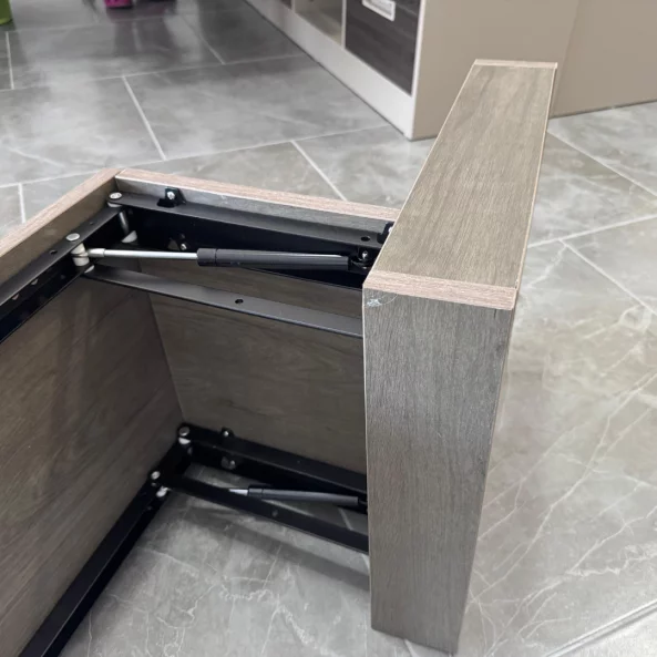 Scaun pliabil de perete din lemn pentru încălțăminte – MDF &amp; oțel, design modern, maro - PRODUS RESIGILAT