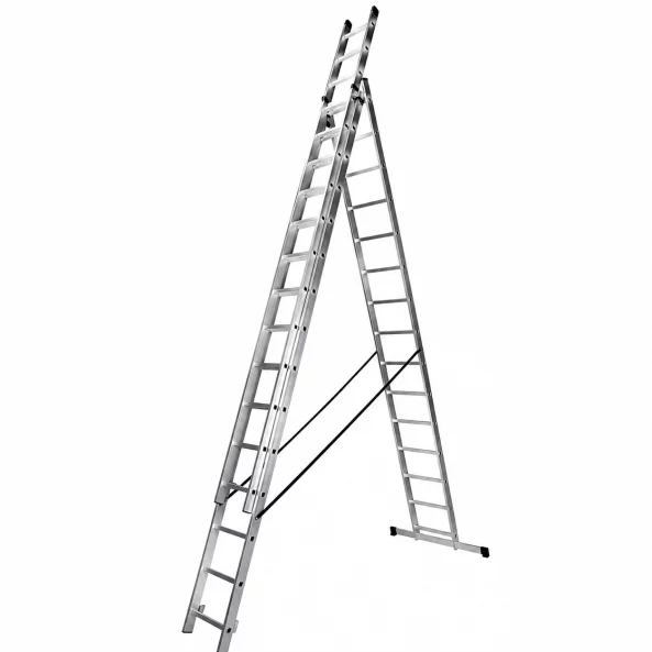 Scara profesionala din aluminiu, 3 tronsoane 3 x 16 trepte - PRODUS RESIGILAT