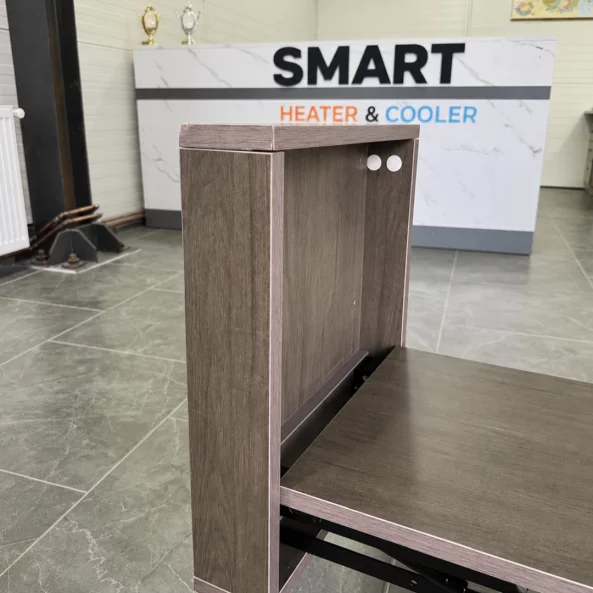 Scaun pliabil de perete din lemn pentru încălțăminte – MDF &amp; oțel, design modern-maro- PRODUS RESIGILAT