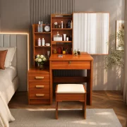 CONJUNTO CRYSTAL – Tocador con espejo clásico – WALNUT