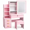 SET CRYSTAL - Tocador con espejo iluminado LED - ROSA