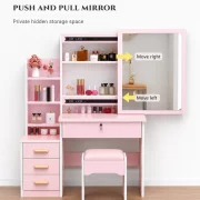 SET CRYSTAL - Tocador con espejo iluminado LED - ROSA