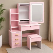 SET CRYSTAL - Tocador con espejo iluminado LED - ROSA