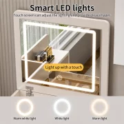 CONJUNTO VIVIENNE – Tocador con espejo LED y módulo lateral integrado – BLANCO