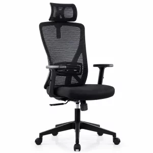 Ergonomikus Novio irodai szék 2D állítható fejtámlával, fekete – méretek: 510 × 640 × 1165 mm