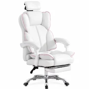 Gaming szék 120°-ig dönthető háttámlával, állítható fejtámlával – méretek: 650 mm × 520 mm × 1220–1320 mm, fehér