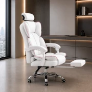 Gaming szék 120°-ig dönthető háttámlával, állítható fejtámlával – méretek: 650 mm × 520 mm × 1220–1320 mm, fehér