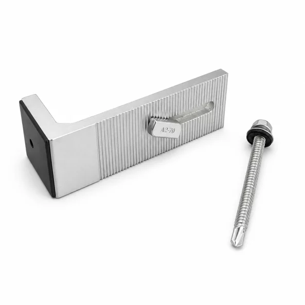 Suport L cu cauciuc+surub autoforant + Piulita D pentru fixarea panourilor fotovoltaice pe acoperis cu tabla ,lungime 80 mm/latime 30 mm